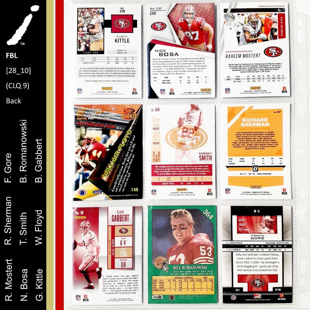 San Francisco 49ers 9 Card Lot - FBL [28_10] - Picture 2 of 8
